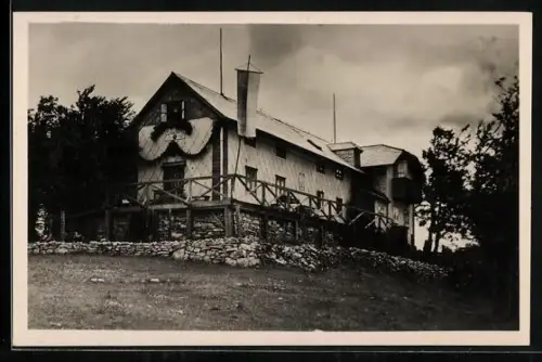 AK Enzianhütte am Kieneck, Berghütte mit Terrasse