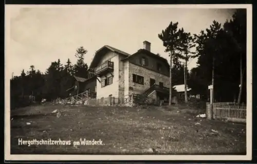 AK Herrgottschnitzerhaus am Wandeck, Blick auf die Berghütte