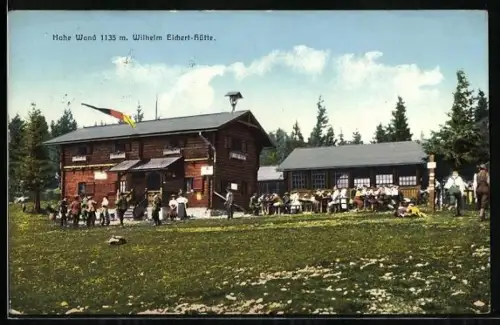 AK Wilhelm-Eichert-Hütte, Hohe Wand, Wanderer