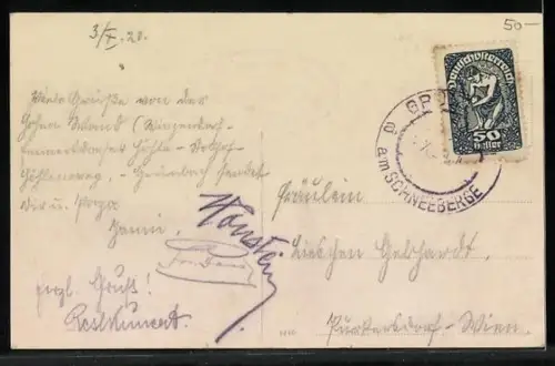 AK Hohe Wand, Wilhelm Eichert-Hütte, Gasthaus Jägersbergers Restauration mit Gästen