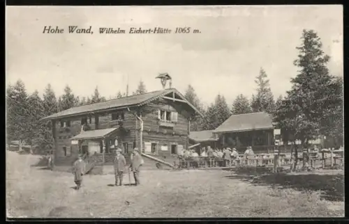 AK Hohe Wand, Wilhelm Eichert-Hütte mit Gästen