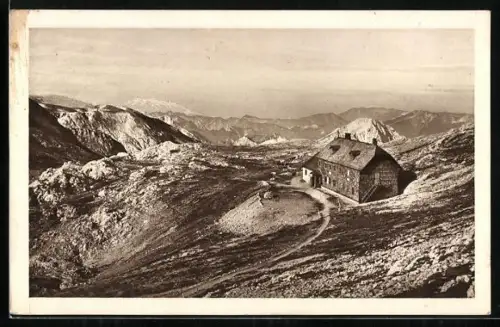 AK Schiestlhaus, Blick zur Berghütte
