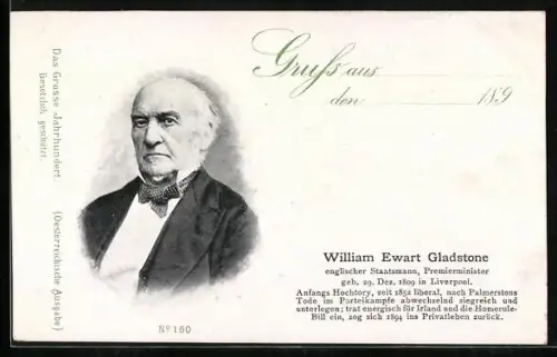 AK Portrait vom englischen Staatsmann WIlliam Ewart Gladstone