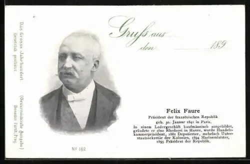 AK Serie: Das grosse Jahrhundert, Porträt von Felix Faure