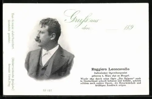 AK Serie: Das grosse Jahrhundert, Porträt von Ruggiero Leoncavello