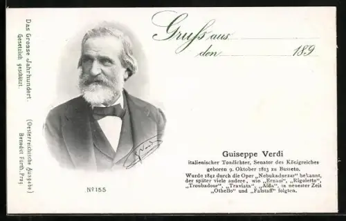AK Tondichter Guiseppe Verdi im Anzug
