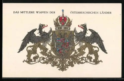 AK Nr.285: Das mittlere Wappen der Österreichischen Länder, Rotes Kreuz, Adler