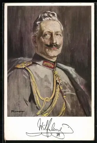 Künstler-AK Kaiser Wilhelm II. in Uniform mit Orden