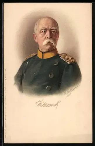 Künstler-Lithographie Otto von Bismarck in Uniform