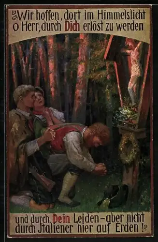 AK betende Österreicher an der Waldacht