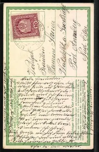 Künstler-AK Kaiser Karl I. von Österreich in Uniform mit Orden, Rotes Kreuz