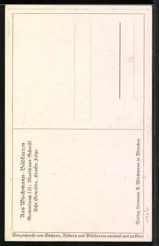 Künstler-AK Matthäus Schiestl: Mädchen pflücken Blumen an einer Quelle