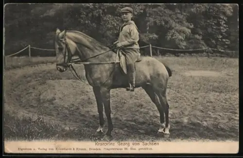 AK Kronprinz Georg von Sachsen auf einem Pferd