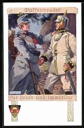 AK Deutscher Schulverein NR: 475, Karl Alex Wilke, Waffenbrüder, Für heute und immerdar