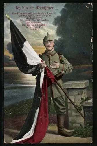 AK Deutscher Soldat mit Fahne