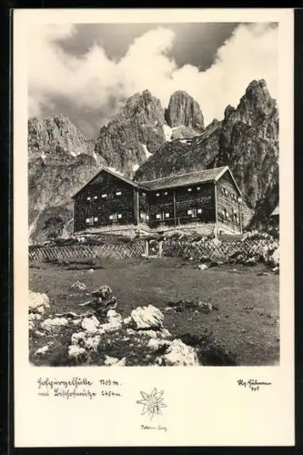 AK Hofpürglhütte, Wolken ziehen hinter der Bischofsmütze auf