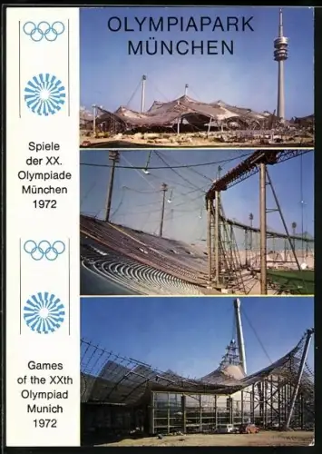 AK München, Olympische Sommerspiele 1972, Olympiapark mit Olympia-Turm