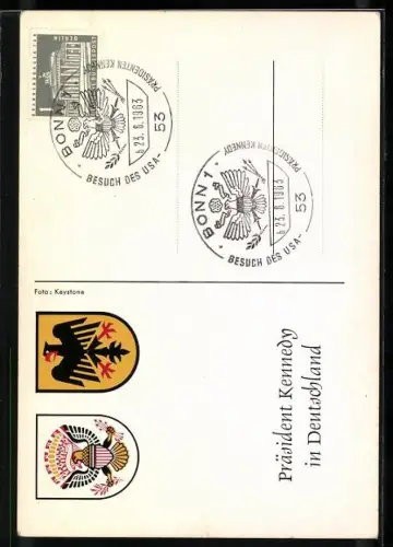 AK Portrait John F. Kennedy Präsident der USA auf Deutschland-Besuch