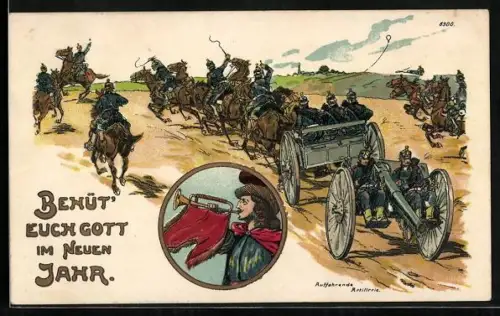 AK Auffahrende Artillerie, Behüt' Euch Gott