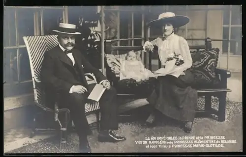 AK Victor Napoléon mit Clémentine von Belgien und Nachwuchs