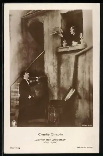 AK Schauspieler Charlie Chaplin im Film Lichter der Grossstadt