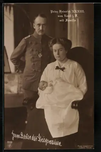 AK Prinz Heinrich XXXIII. von Reuss mit Familie
