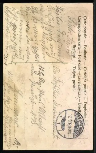 AK Soldat der Infanterie in Uniform mit Paradehelm und Marschausrüstung