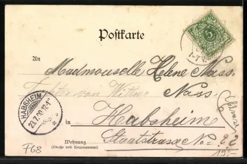 AK Kembs, Gasthaus zum weissen Pferd, Bes. Bingler, Hauptstrasse und Rheinfähre