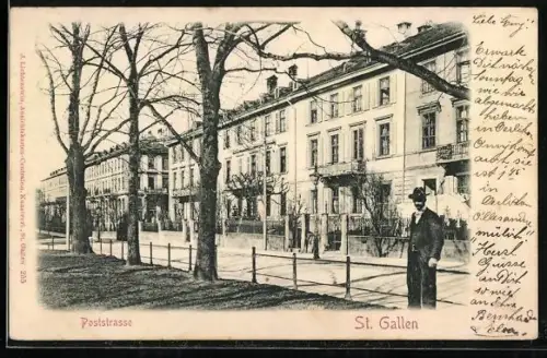 Relief-AK St. Gallen, Partie in der Poststrasse