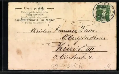 Relief-AK St. Gallen, Partie in der Poststrasse