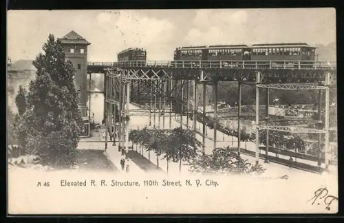 AK New York, NY, Elevated R. R. Structure, 110th Street