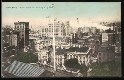 AK New York, NY, Skyscrapers surrounding City Hall