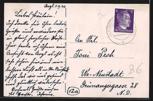 AK Kogl bei Pilgersdorf, Totale von der Anhöhe aus gesehen
