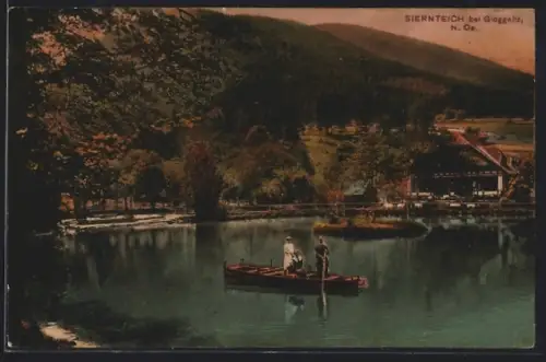 AK Gloggnitz, Siernteich mit Ruderpartie und Gebäude