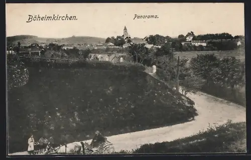 AK Böheimkirchen, Ortspanorama mit Strasse aus der Vogelschau