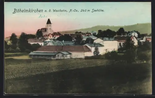 AK Böheimkirchen a. d. Westbahn, Ortsansicht mit Kirche