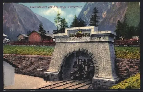 AK Böckstein, Tauerntunnel, österreichische Eisenbahn am Nordportal