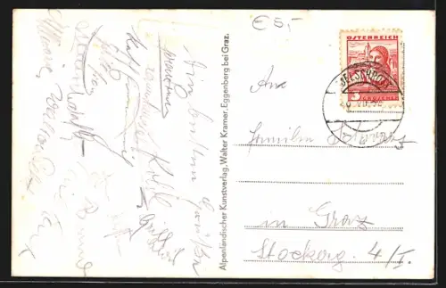 AK Hirschegg, Ortsansicht mit Hirscheggalpe im Winter