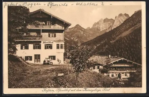 AK Kufstein, Gasthof Pfandlhof mit dem Kaisergebirge