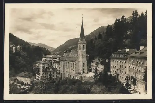 AK Bad Gastein, Teilansicht mit Kirche aus der Vogelschau