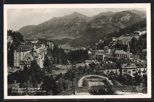 AK Badgastein, Ortsansicht mit Gamskarkogel