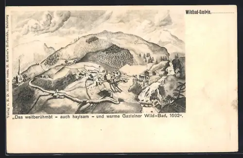 AK Wildbad-Gastein, Historische Ansicht im Jahr 1692