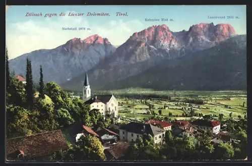 AK Dölsach /Tirol, Ortsansicht gegen die Lienzer Dolomiten