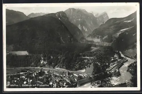 AK Hieflau i. Gesäuse, Ortsansicht mit Planspitze
