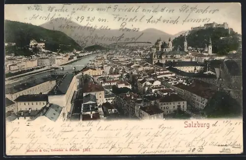 AK Salzburg, Blick über die Dächer