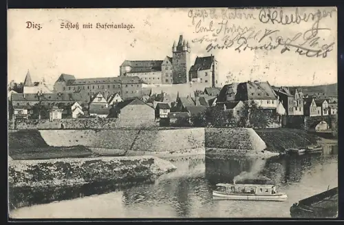 AK Diez, Schloss mit Hafenanlage
