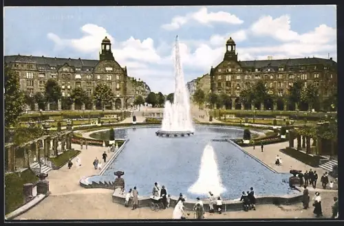 AK Mannheim, Friedrichsplatz, Blick nach Augustaanlage