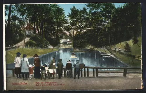 AK Essen /Ruhr, Idylle im Stadtgarten