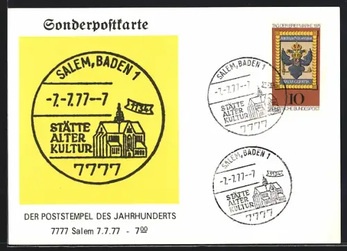AK Salem /Baden, Stätte alter Kultur, Sonderpoststempel 7.7.77