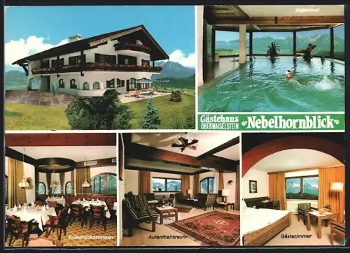 AK Obermaiselstein b. Oberstdorf, Gasthaus Nebelhornblick, Hallenbad, Bes. Fam. Gittel